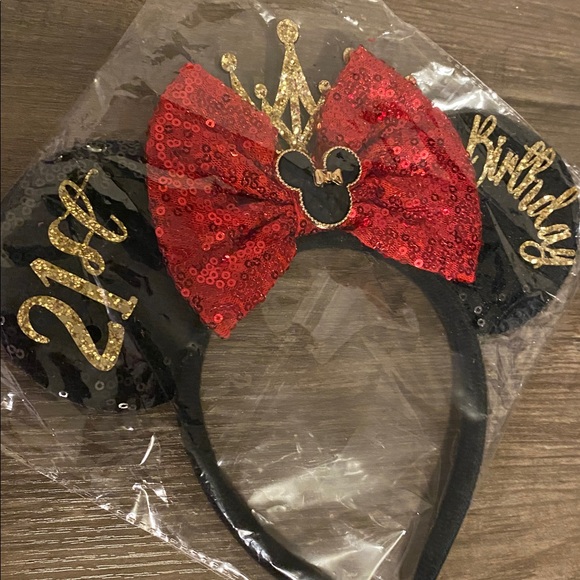 Red and Gold Sequin Birthday Headband - Picture 3 of 4